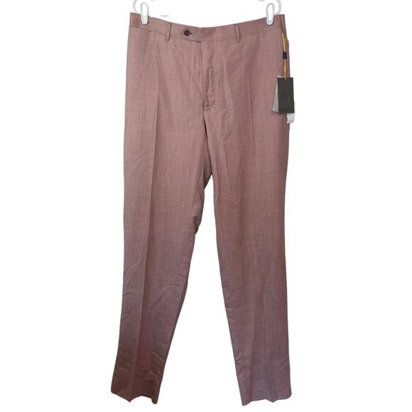 NWT Canali Men’s Unhemmed Dress Pants Size 40 Wool/Silk/Linen Blend Light Red - Picture 1 of 10